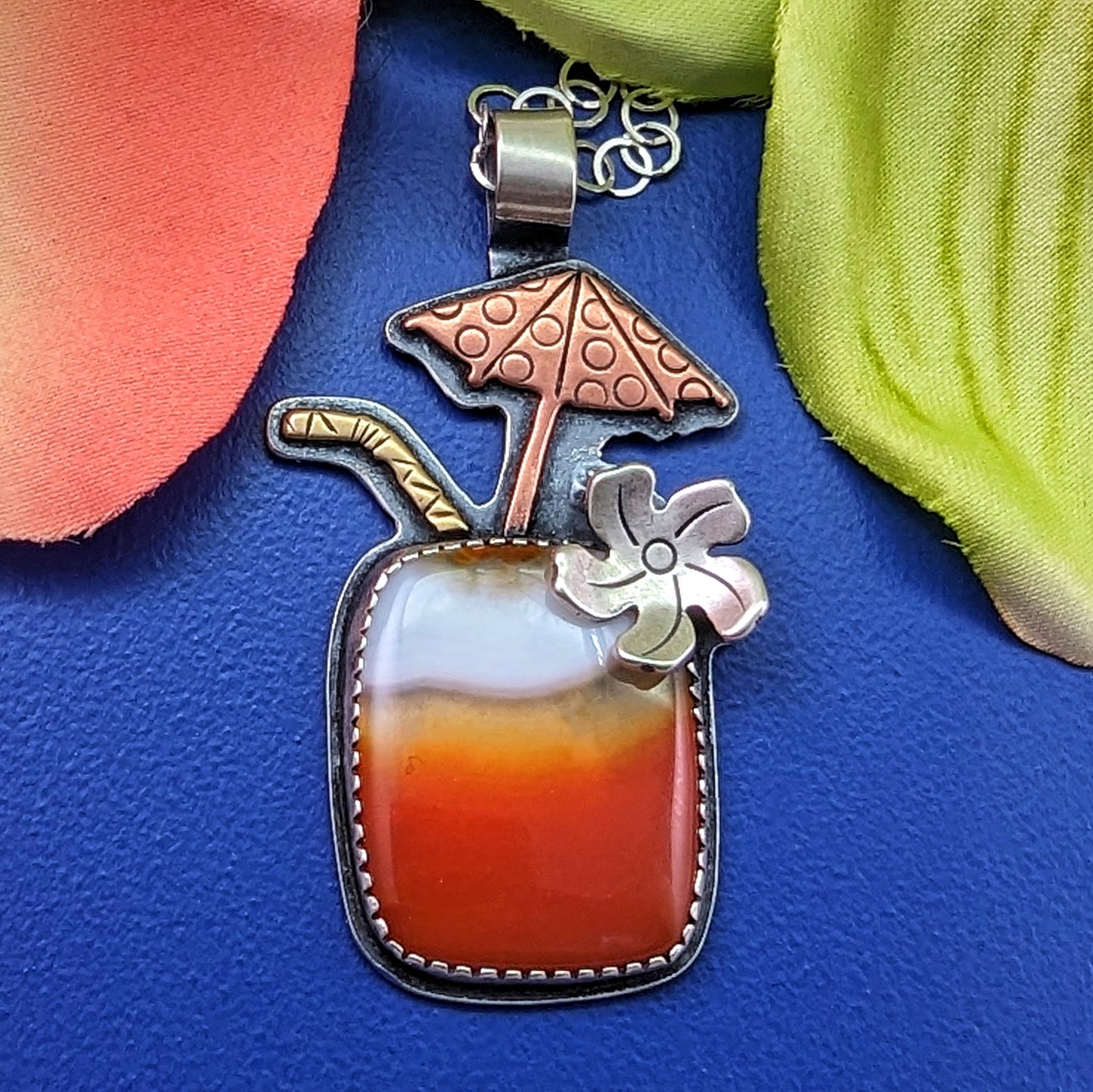 Red Agate Tiki Drink Necklace