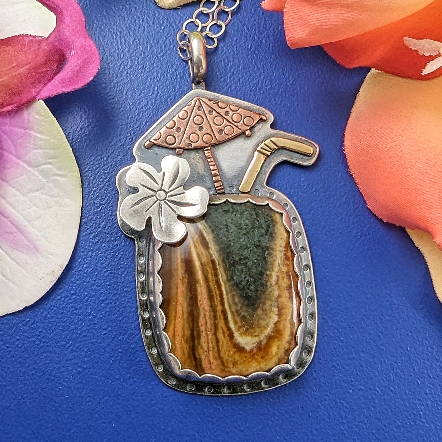 Sterling silver tiki drink necklace sterling silver and mixed metals