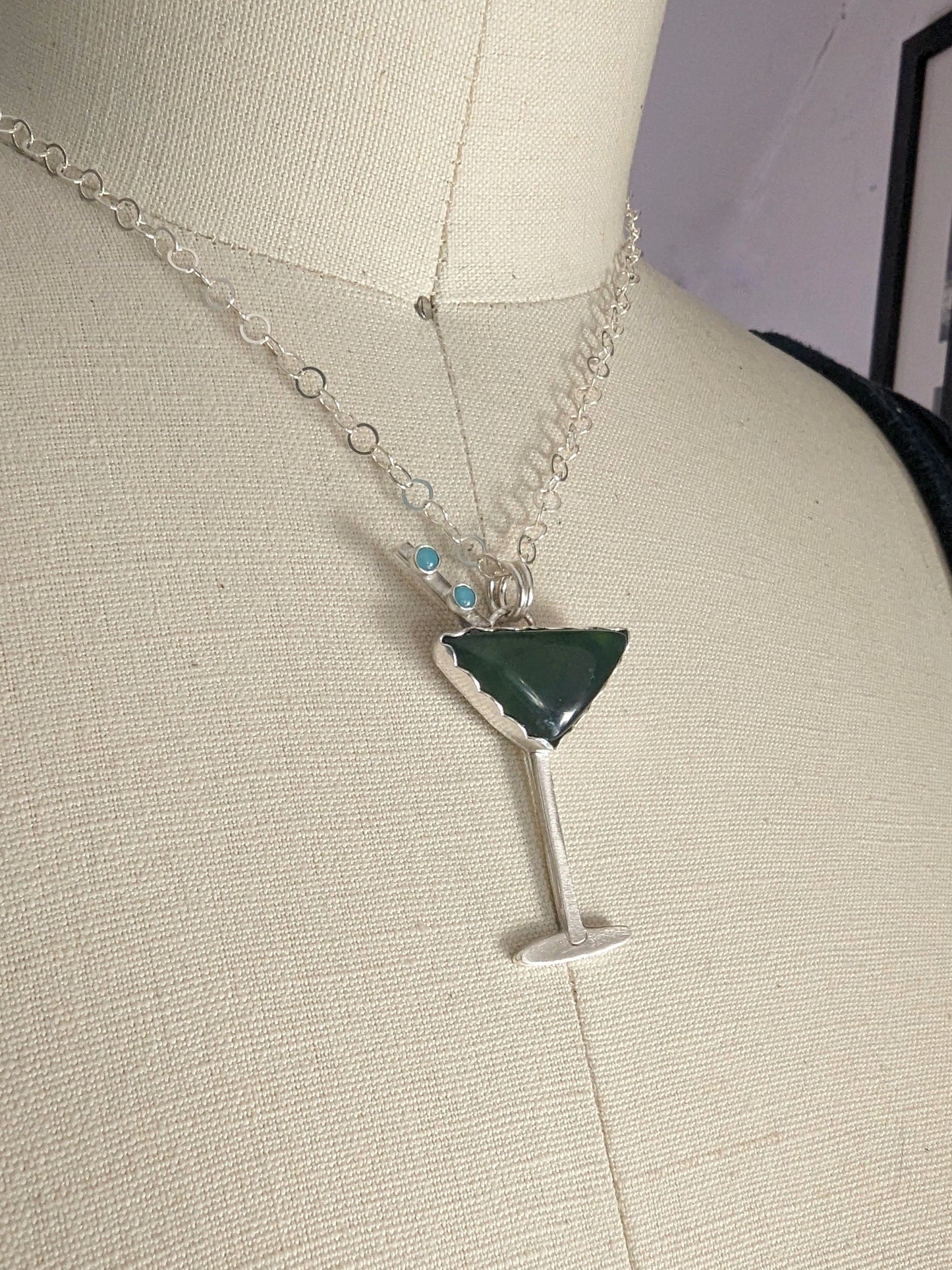 Green Serpentine Martini Necklace