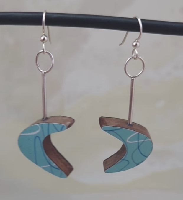 Mid century modern laminate earrings video