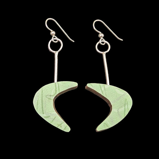 Boomerang Laminate Earrings - Light Green