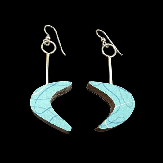 Boomerang laminate on wood earrings
