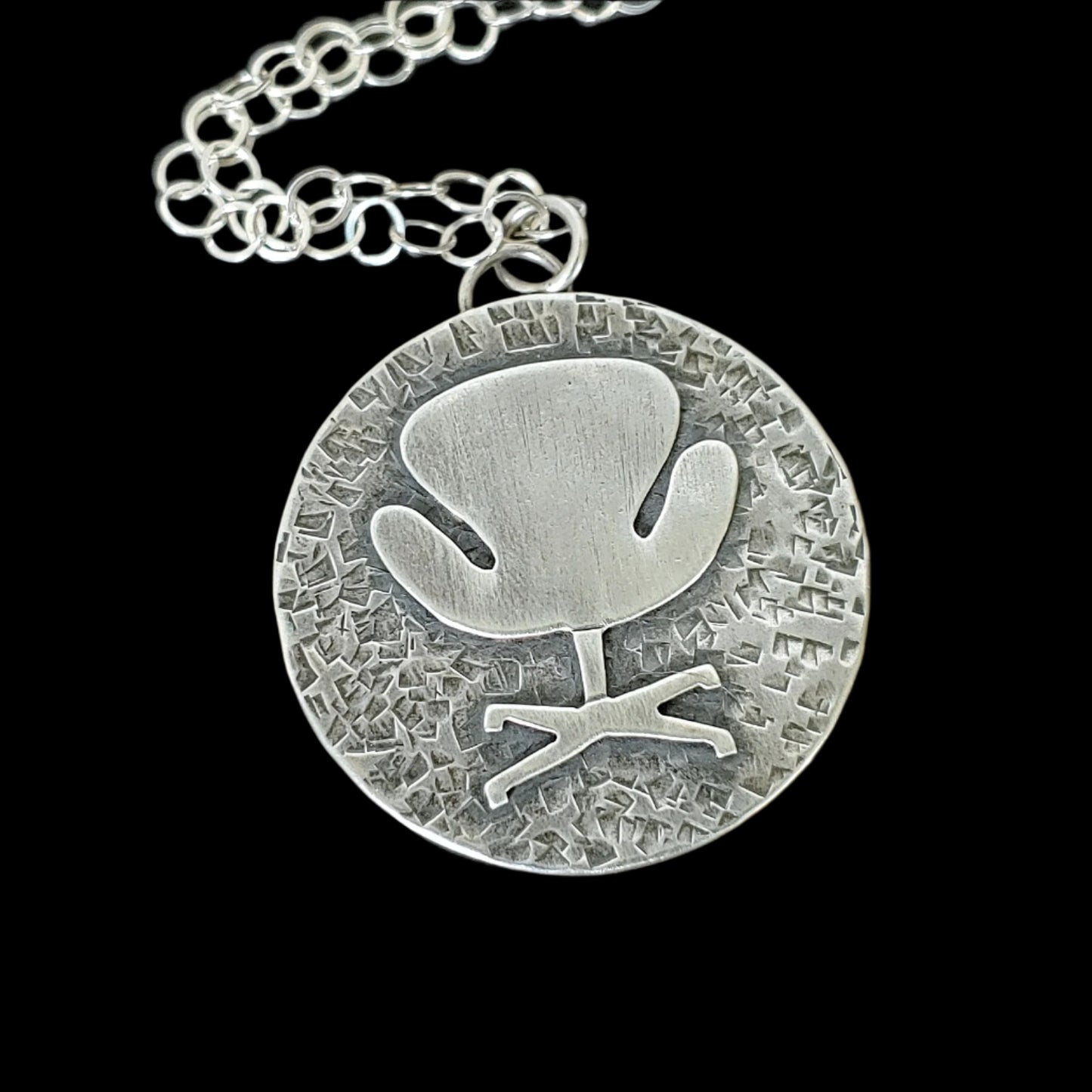 Mid century modern swan chair necklace handmade in sterling silver which is perfect for the 17th wedding anniversary gift of furniture