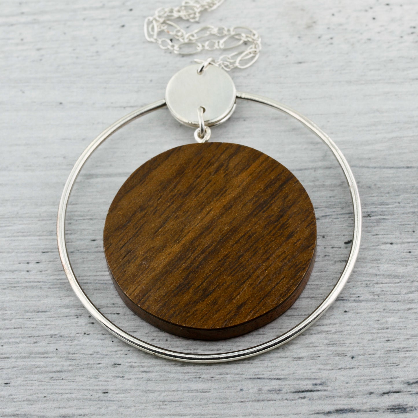 Sterling Silver Circle with Pink Boomerang Laminate