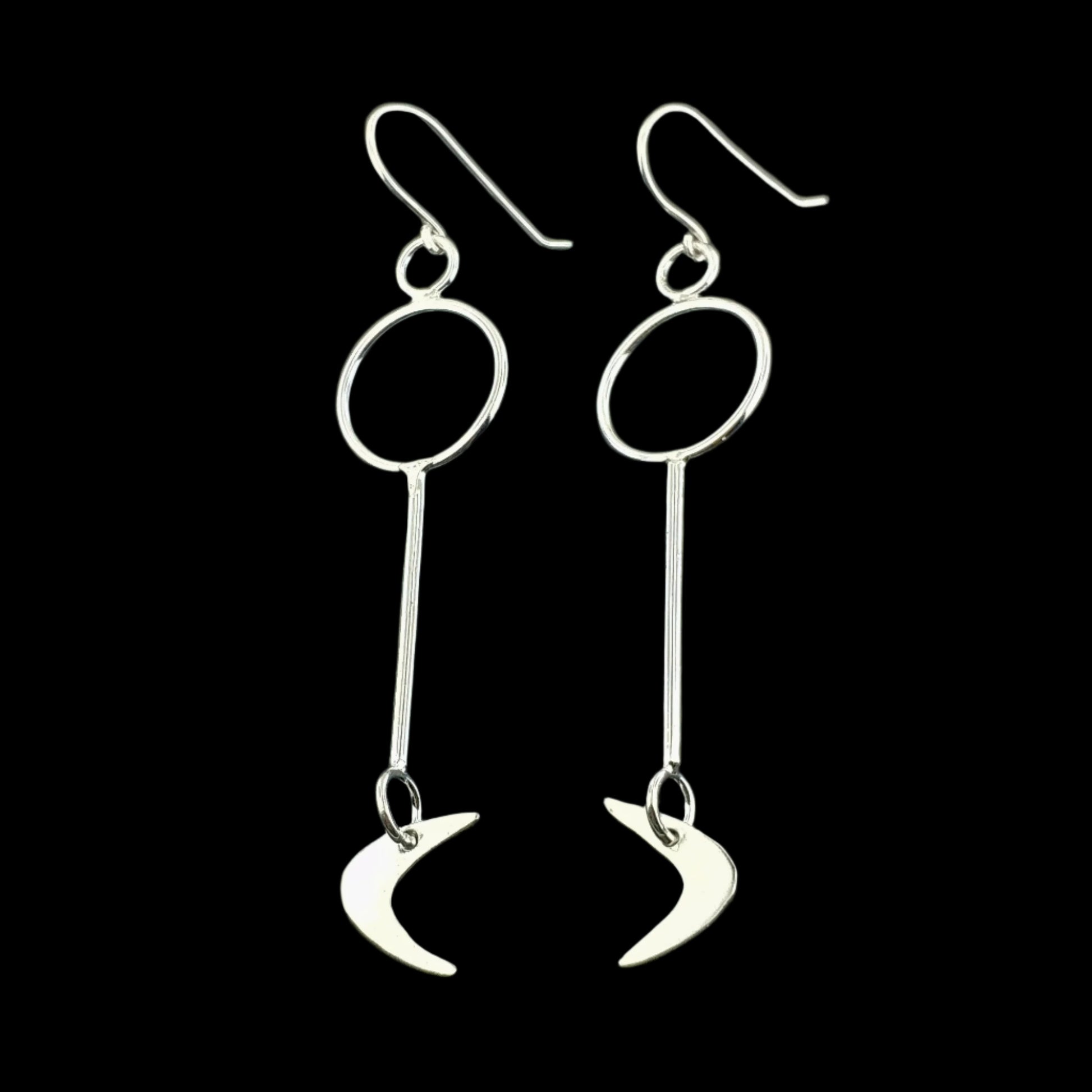 Mid century modern inspired sterling silver boomerang earrings