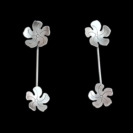Tiki jewelry sterling silver flower earrings