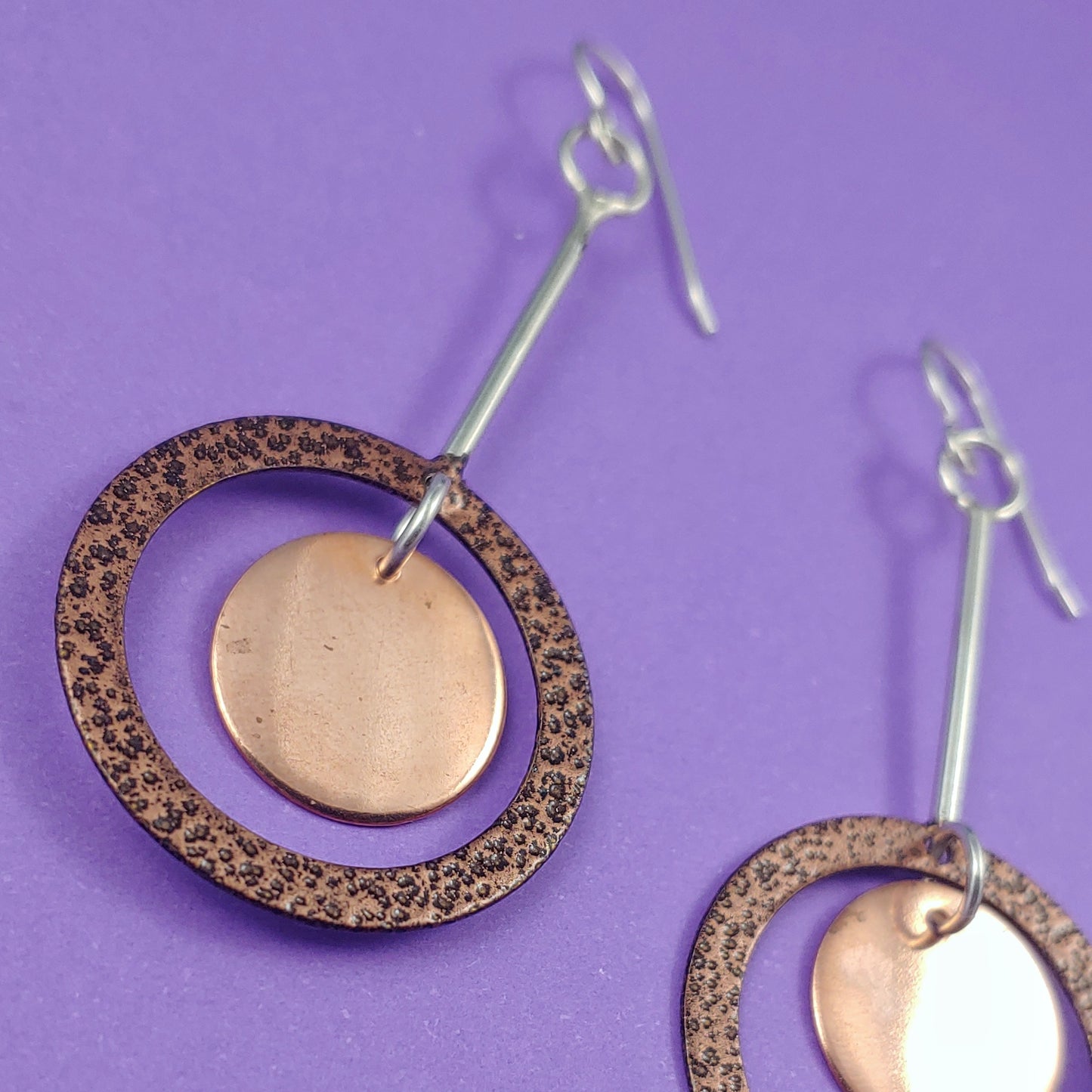 The Double Round Earrings - Copper