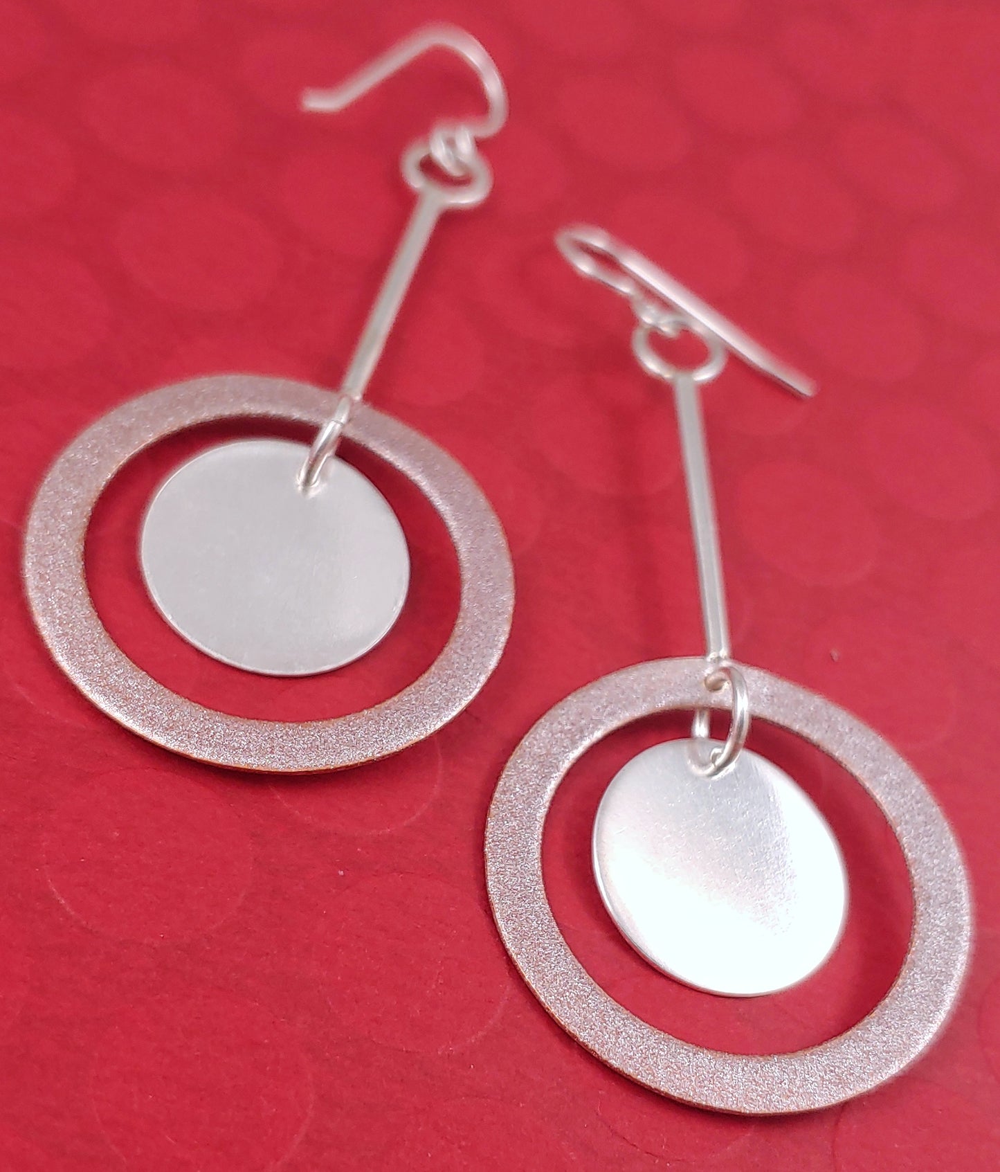 The Double Round Earrings - Rose Gold and Silver