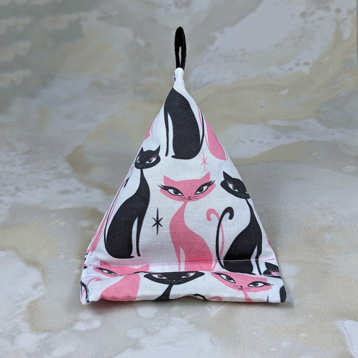 Pink & Black Mid Mod Cats Phone Pillow