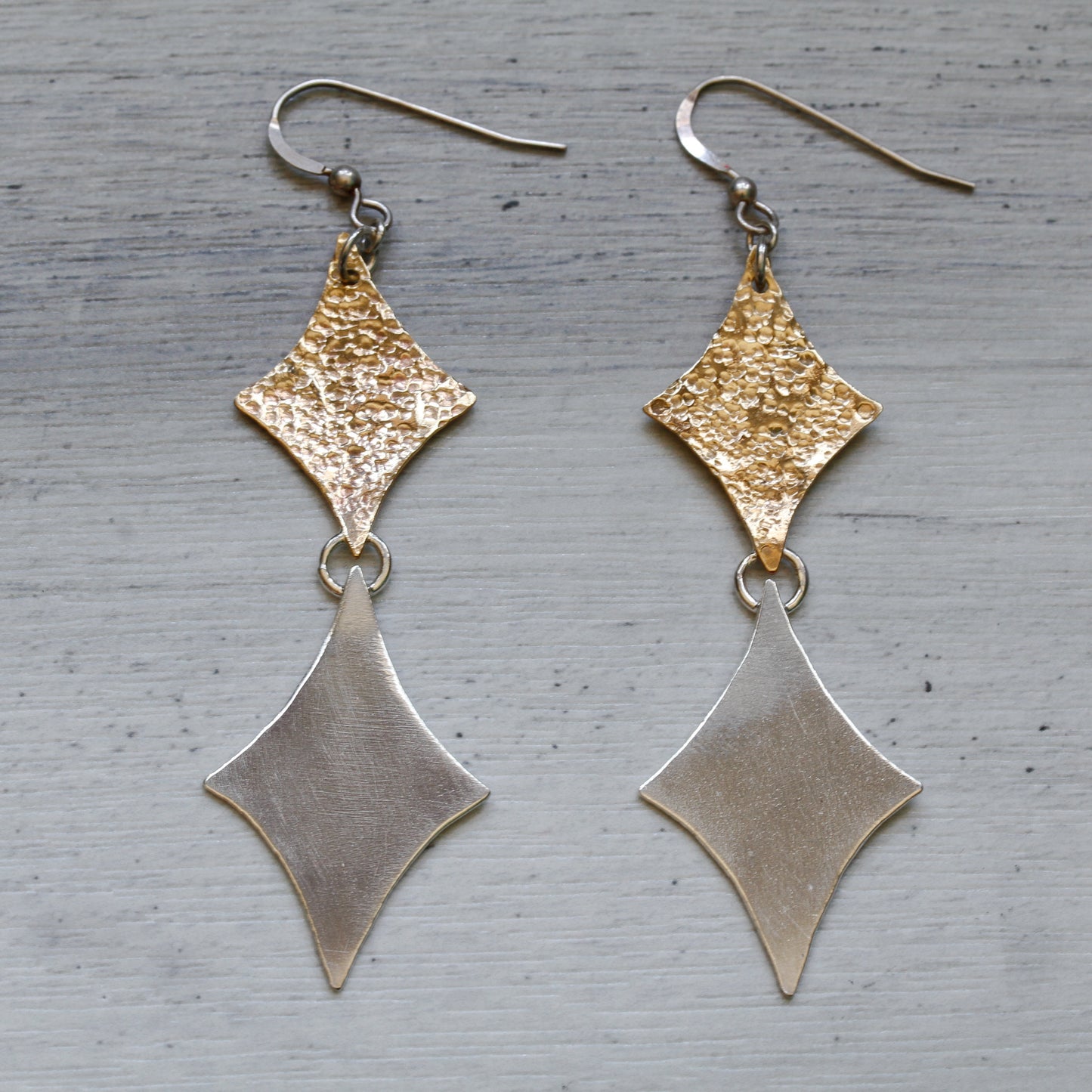 Retro double diamonds modernist inspired earrings