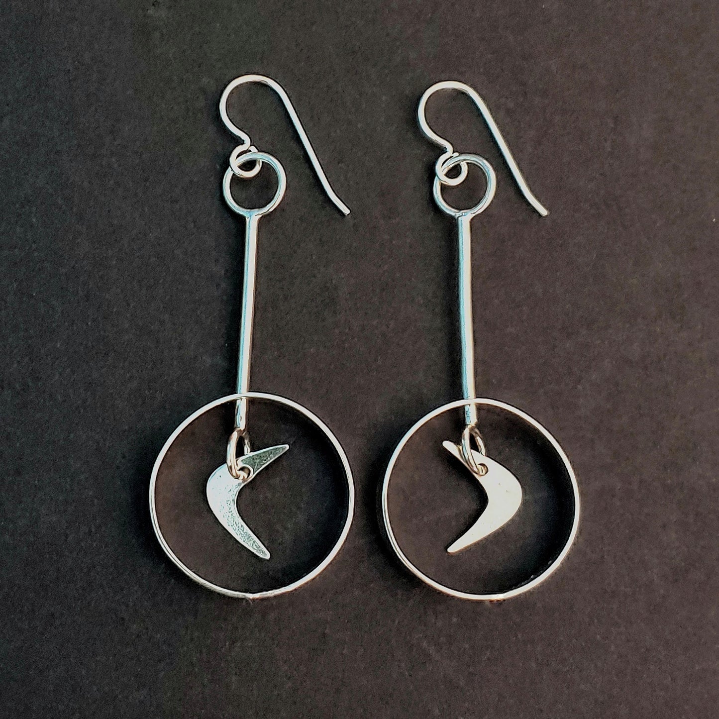 Sterling Silver Hoop Boomerang Earrings