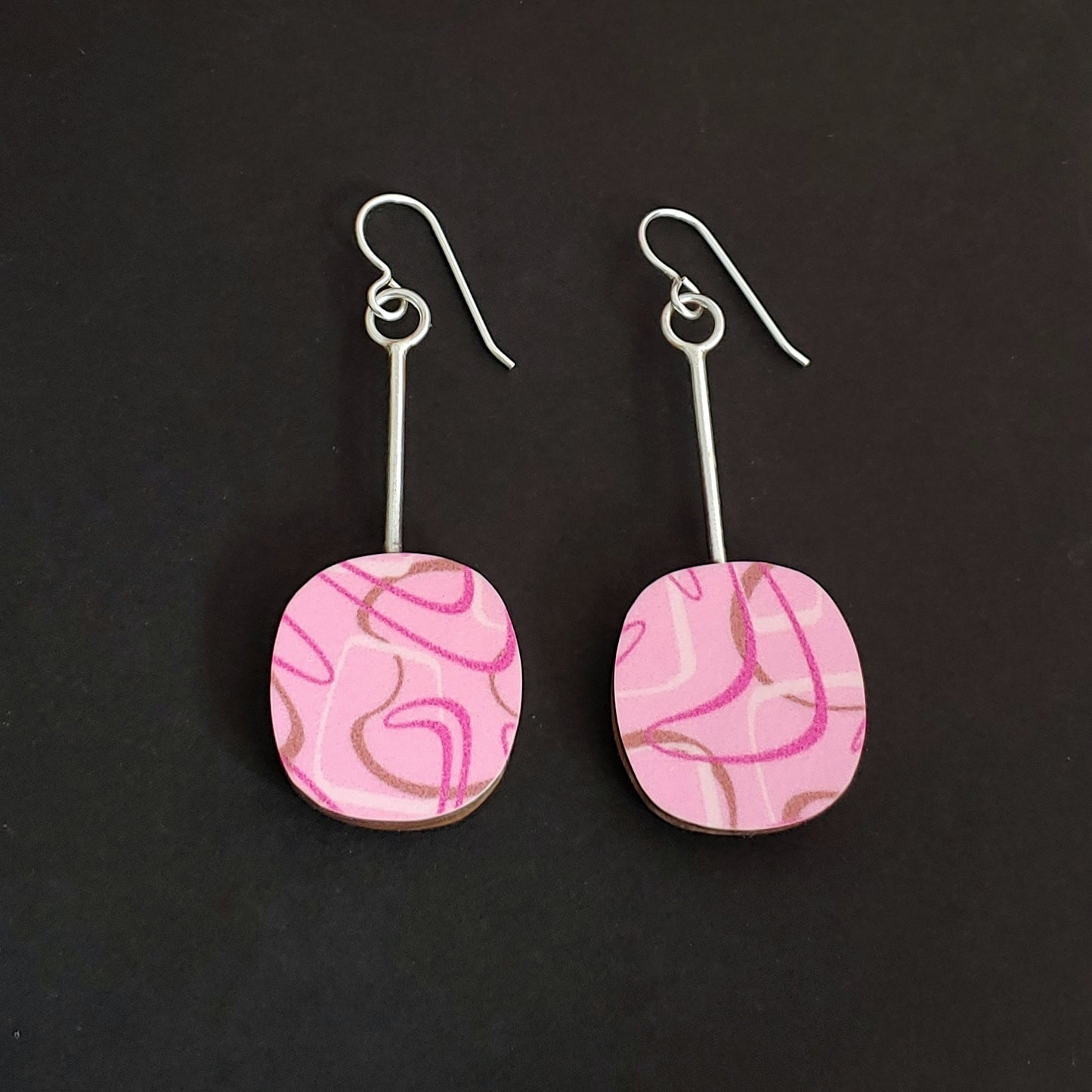 Pink Boomerang Laminate Soft Square Earrings