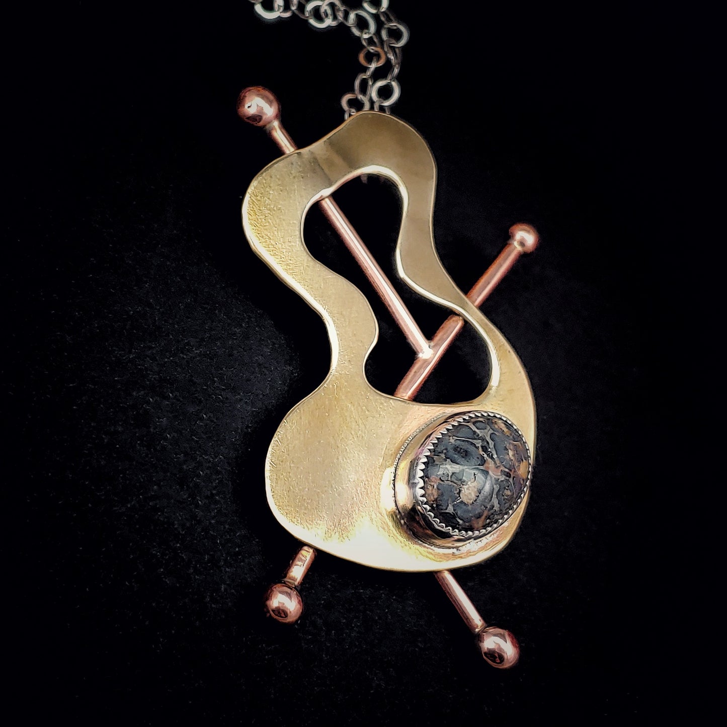 Abstract Rebajes Inspired Necklace with Leopardskin Jasper
