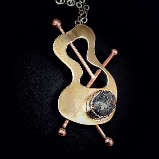 Abstract Rebajes Inspired Necklace with Leopardskin Jasper