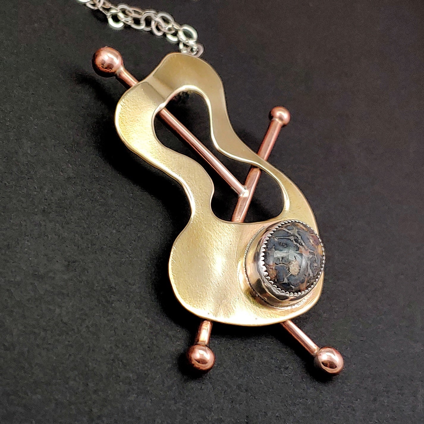Abstract Rebajes Inspired Necklace with Leopardskin Jasper