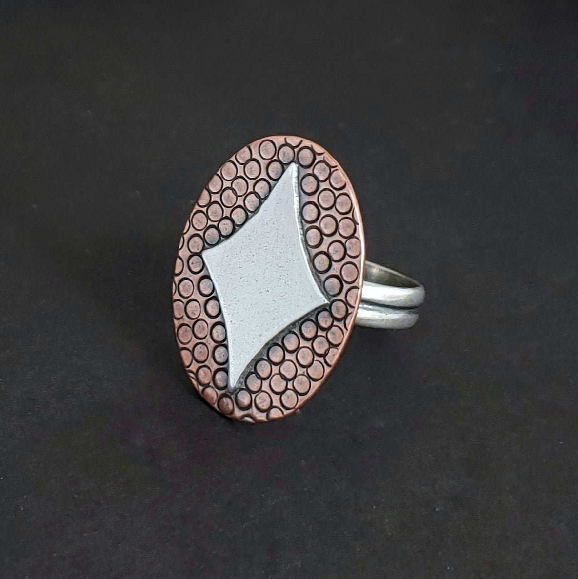 Retro Diamond in Silver on Copper Ring
