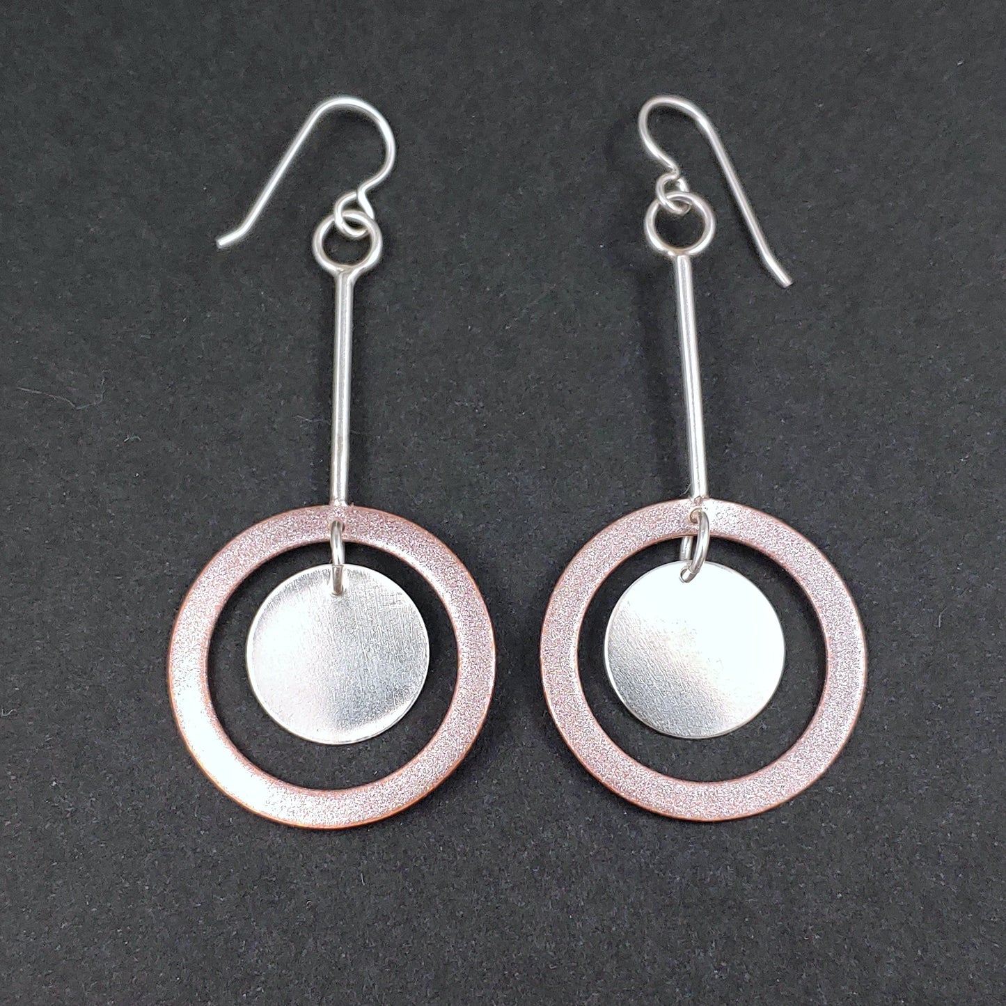 The Double Round Earrings - Rose Gold and Silver