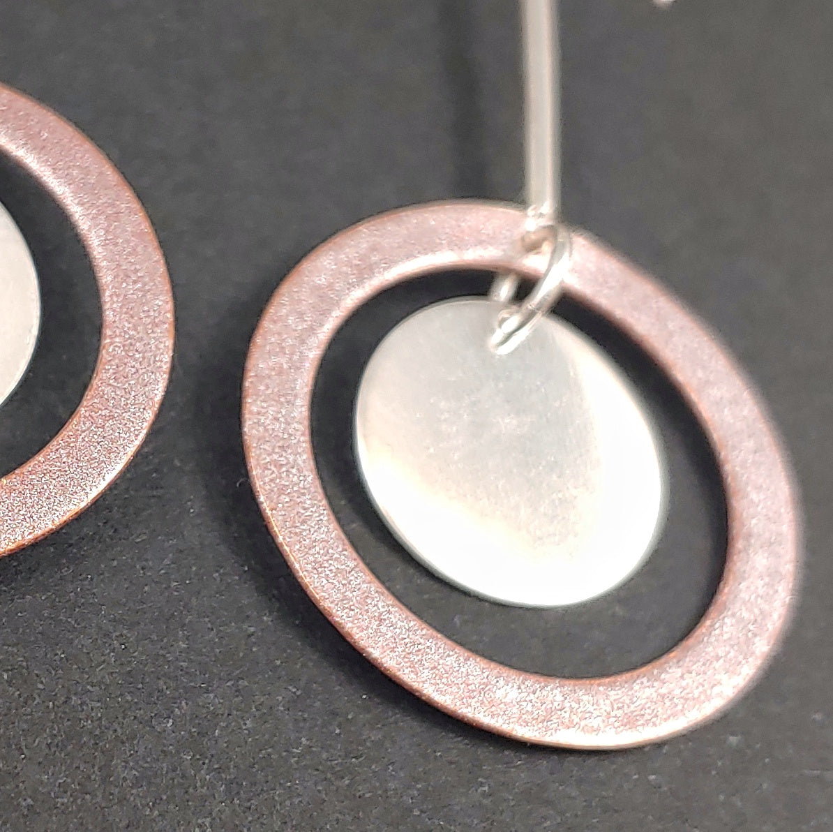 The Double Round Earrings - Rose Gold and Silver