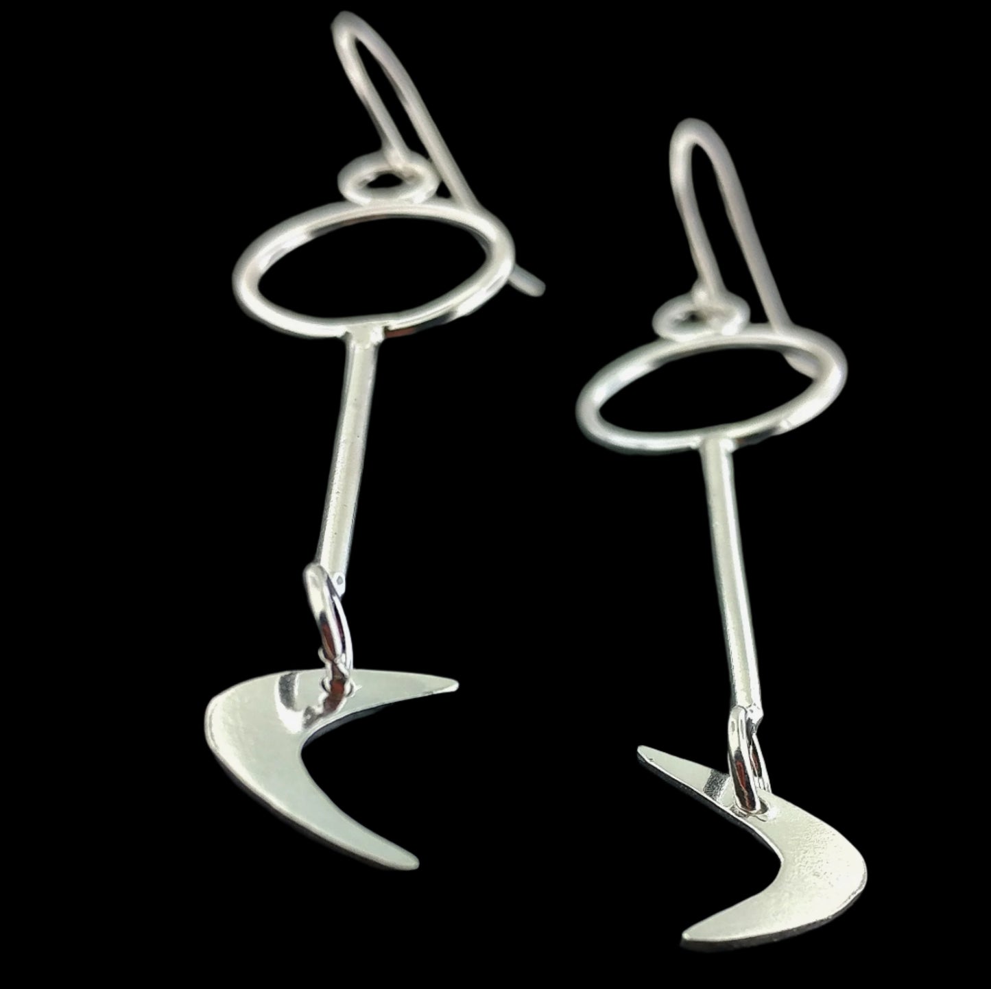 Sterling silver lightweight boomerang earrings