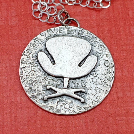 Mid century modern swan chair Arne Jacobson necklace handmade in sterling silver which is perfect for the 17th wedding anniversary gift of furniture