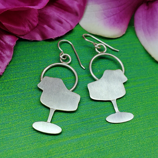 Mid century modern tulip chair earrings handmade in sterling silver which are perfect for the 17th wedding anniversary gift of furniture