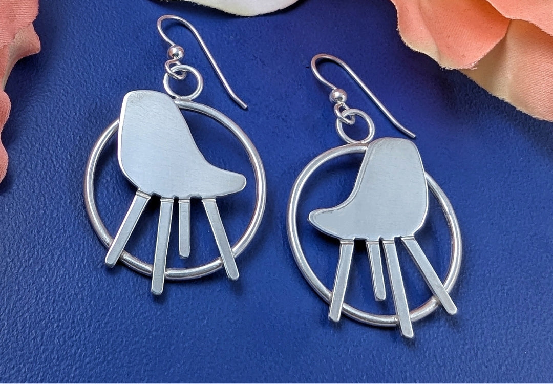 17th wedding anniversary gift of sterling silver eames chair earrings