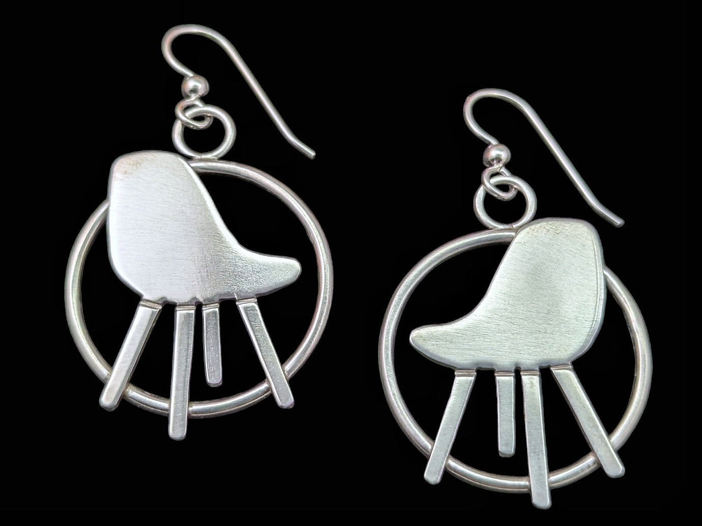 17th wedding anniversary gift of retro mid century modern chairs in sterling silver earrings