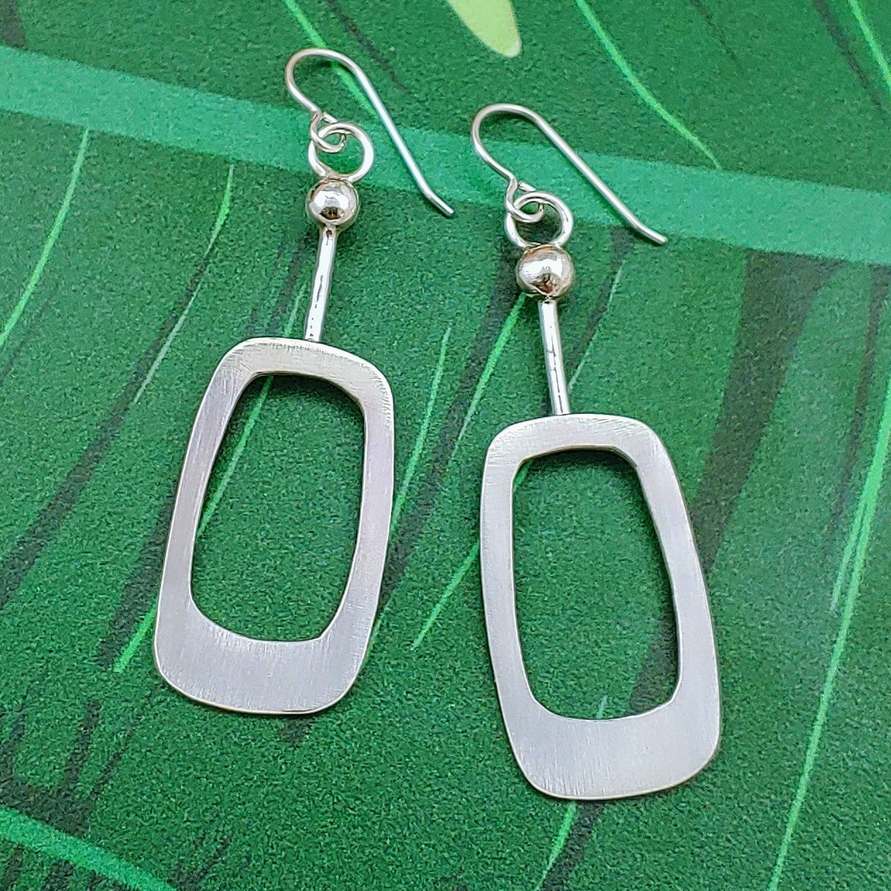 Handmade Mid Century Modern inspired Googie soft rectangles earrings