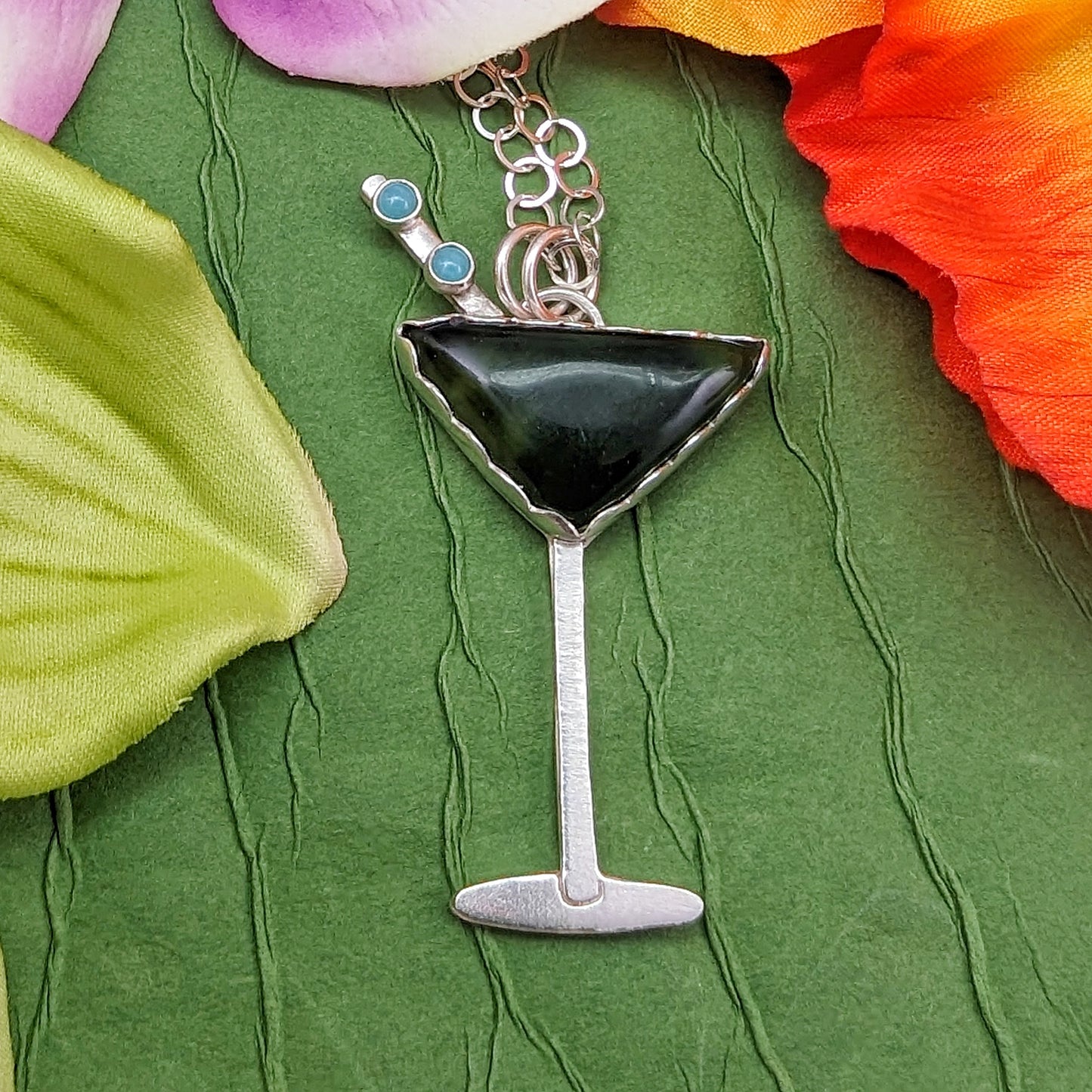 Green Serpentine Martini Necklace