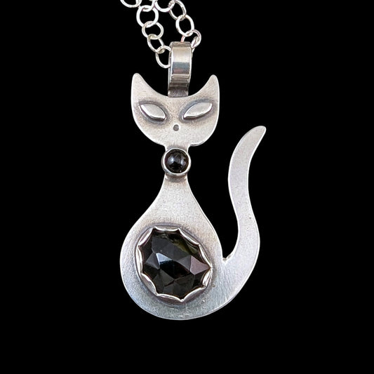 Mid-Mod Cat Necklace - Black Onyx