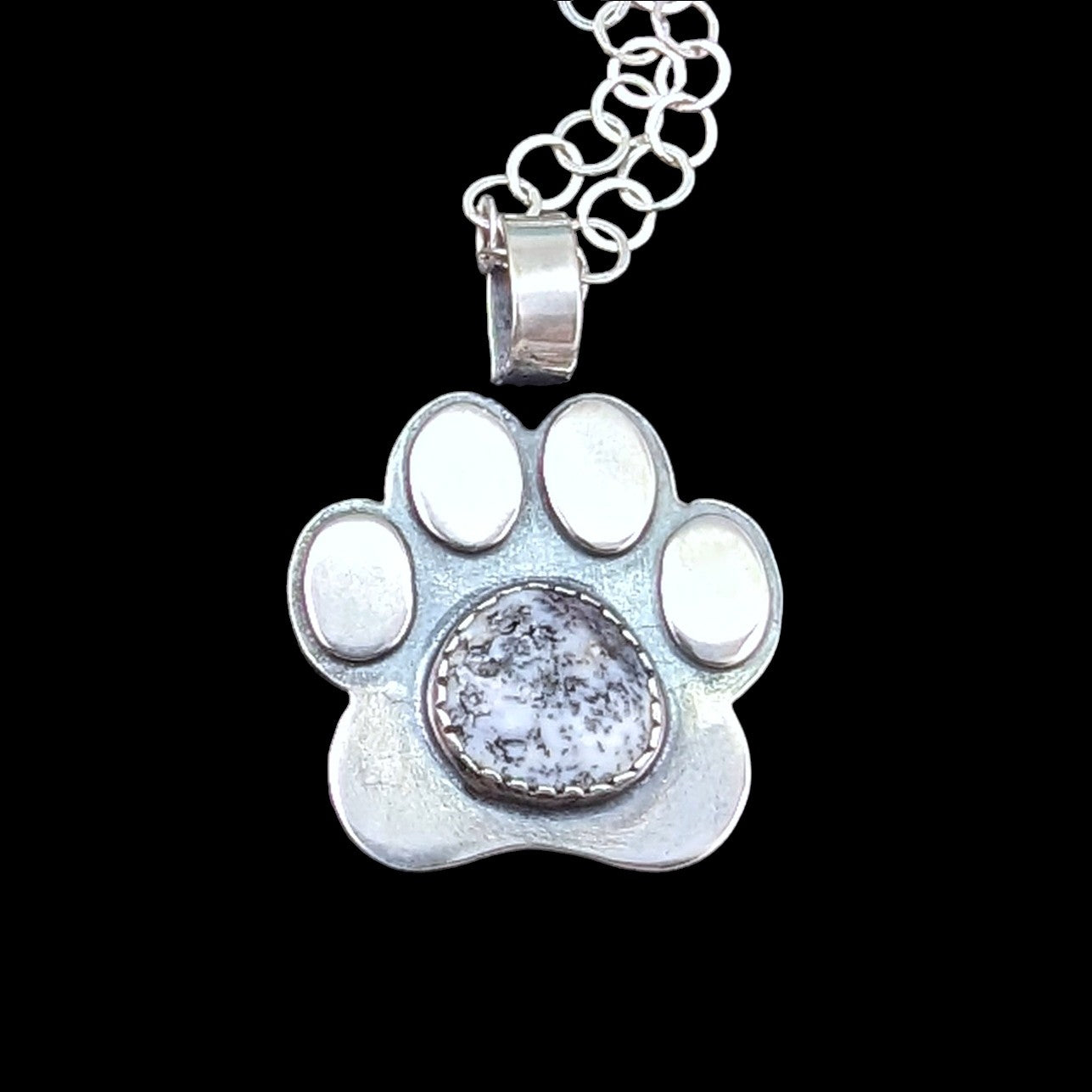 Paw Print Necklace - Dendritic Opal