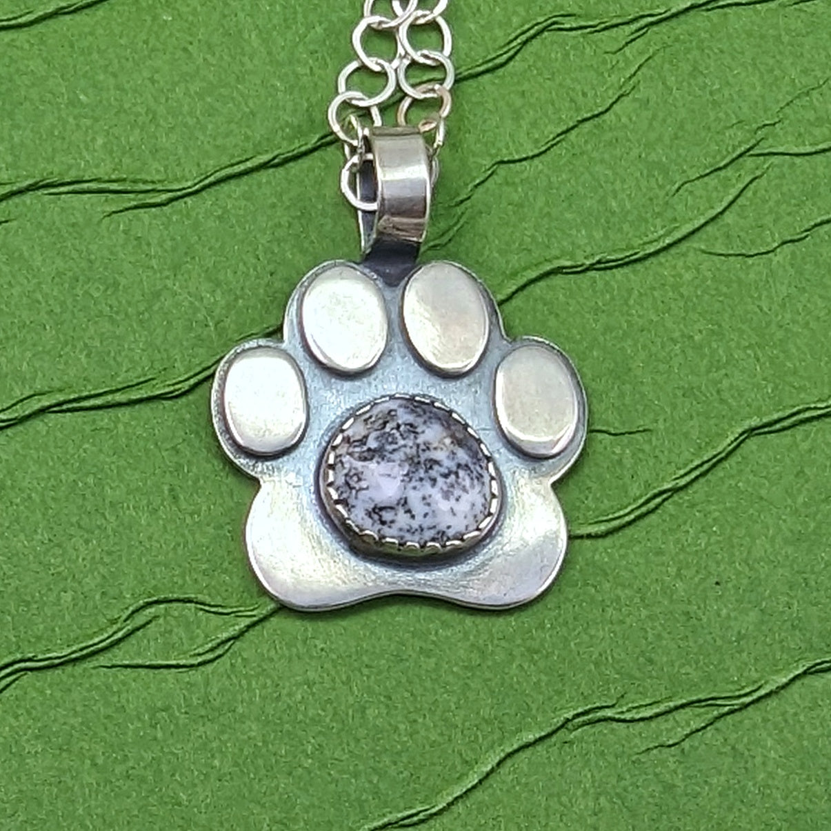 Paw Print Necklace - Dendritic Opal
