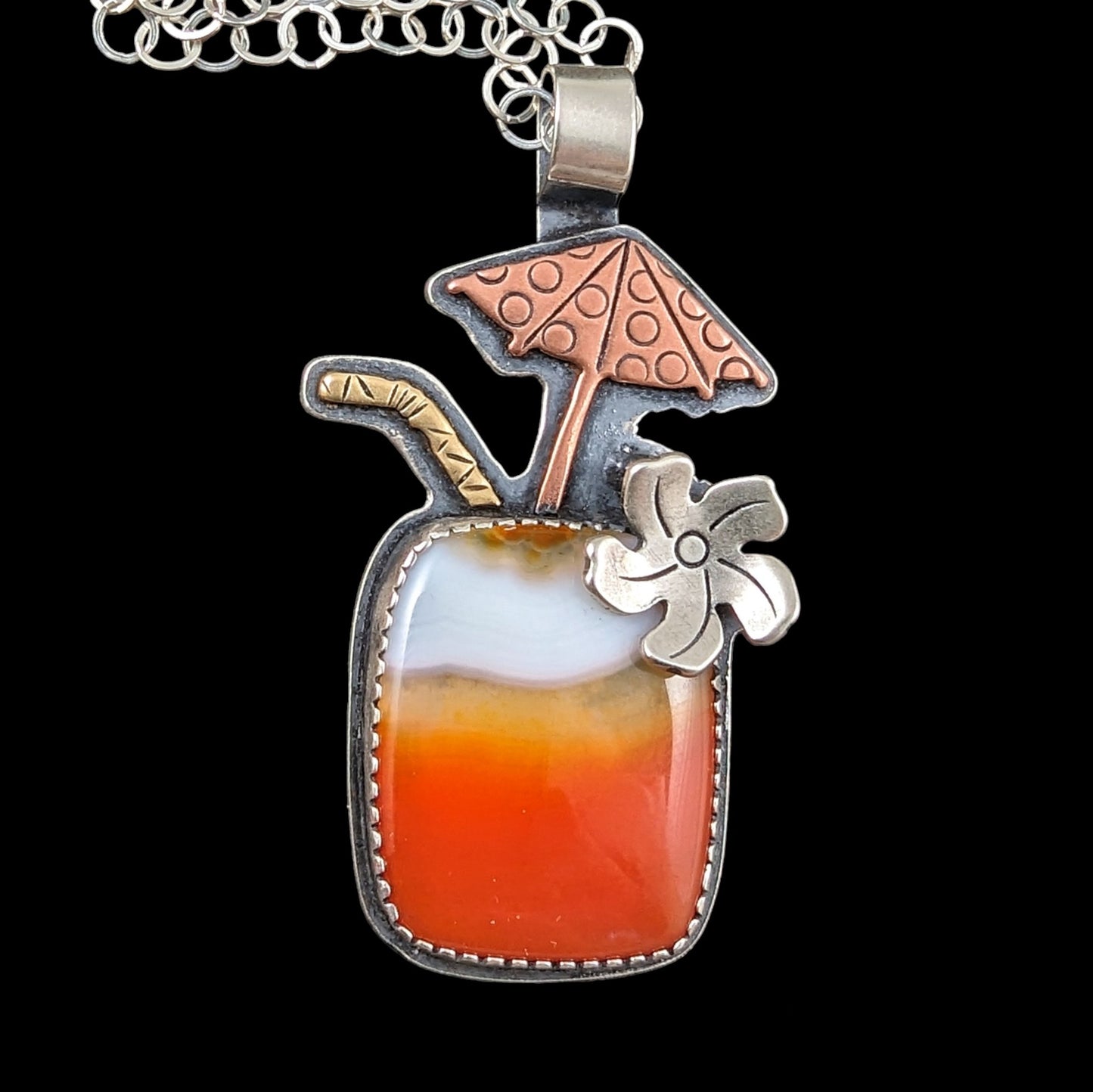 Red Agate Tiki Drink Necklace