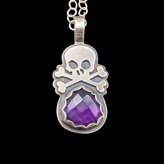 Skull and Crossbones with Rosecut Amethyst