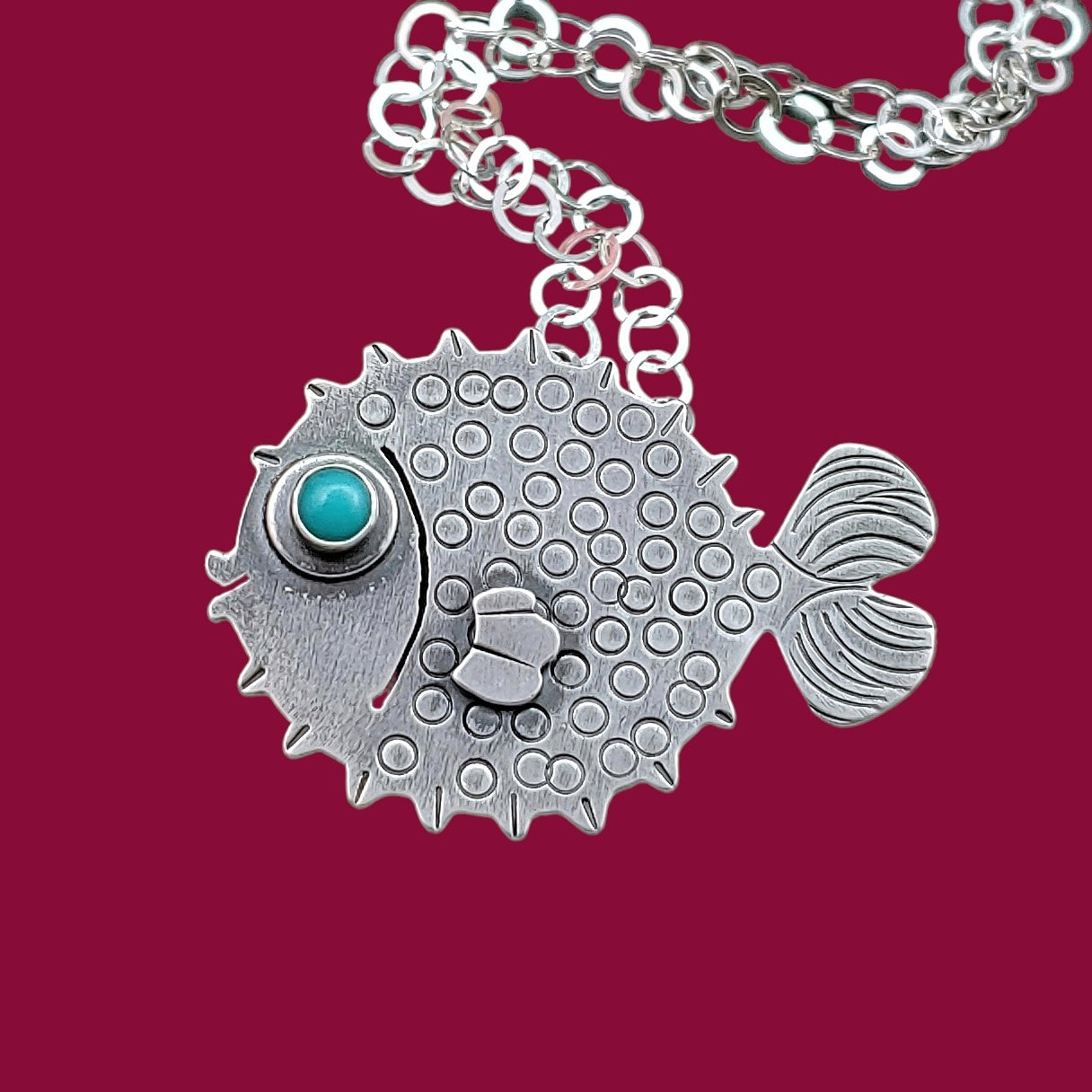 Blowfish necklace in sterling silver
