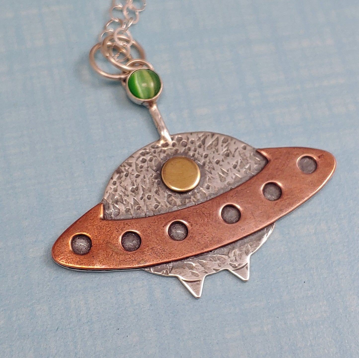 Spaceship Necklace in Mixed Metals