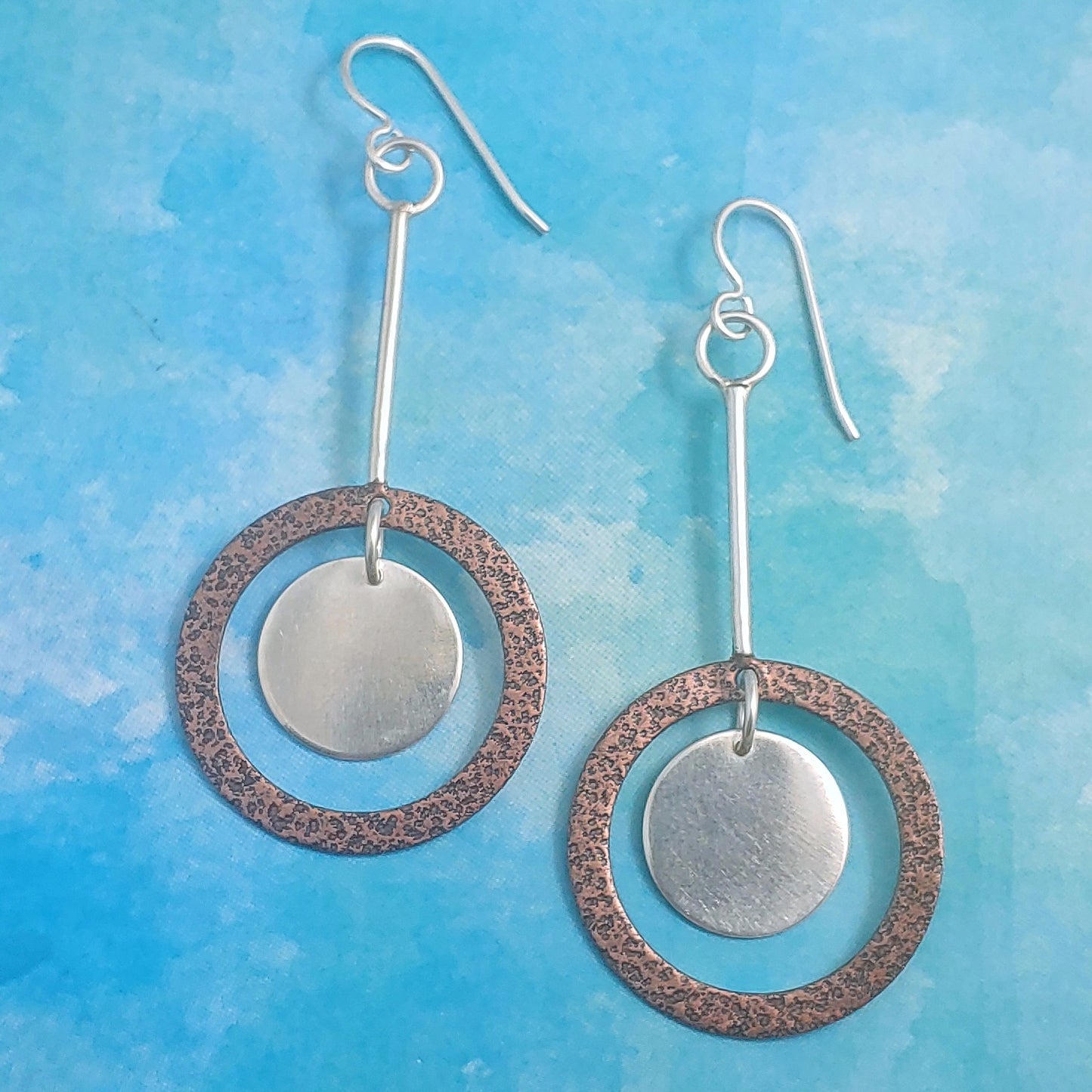 The Double Round Earrings - Copper and Silver