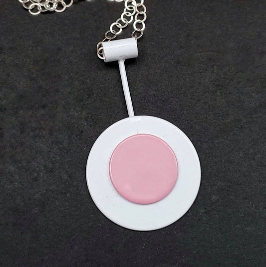 Retro Mod Necklace - White and Pink