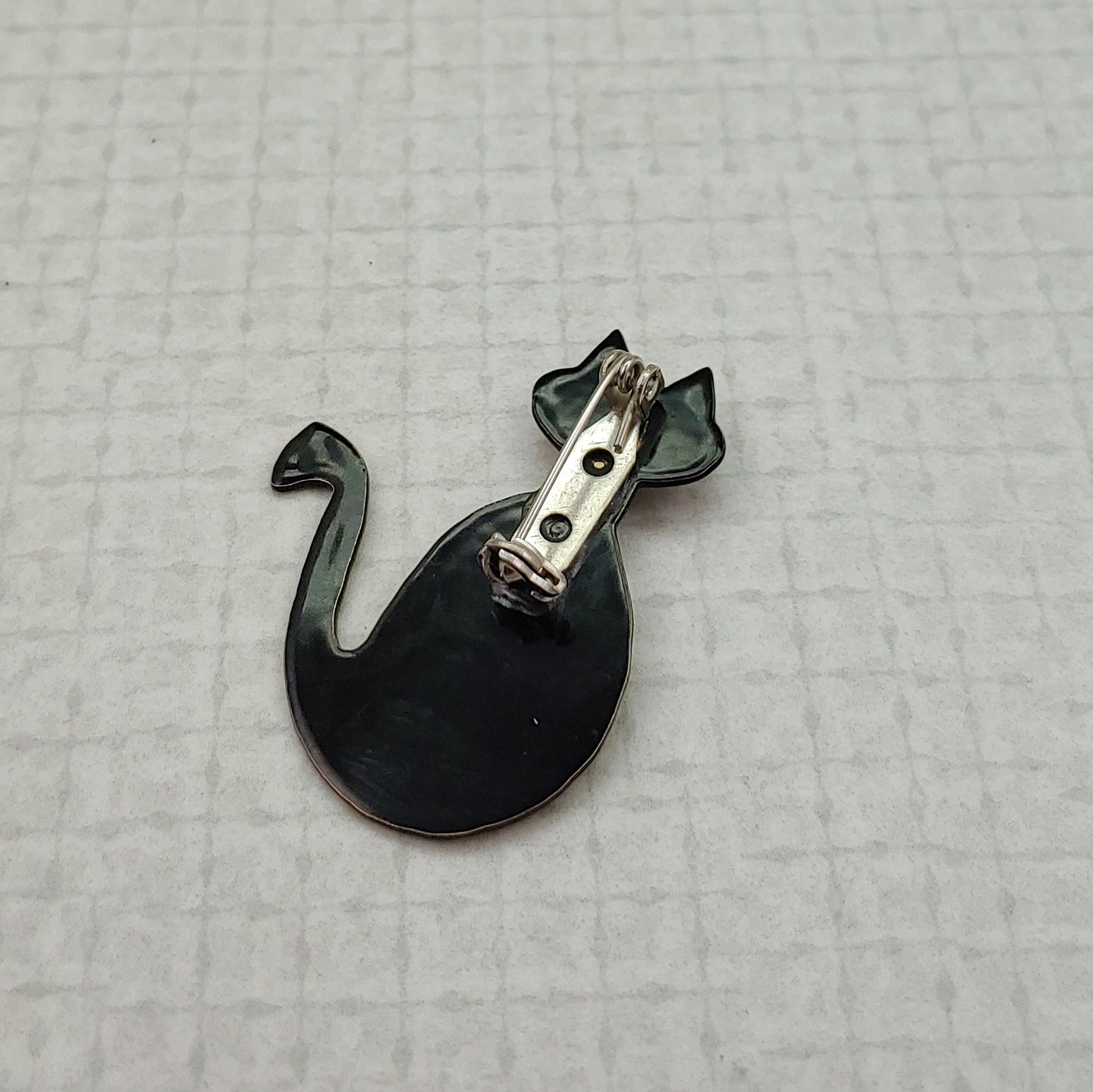 Mid-Mod Cat Powdercoated Pin/Brooch - Black