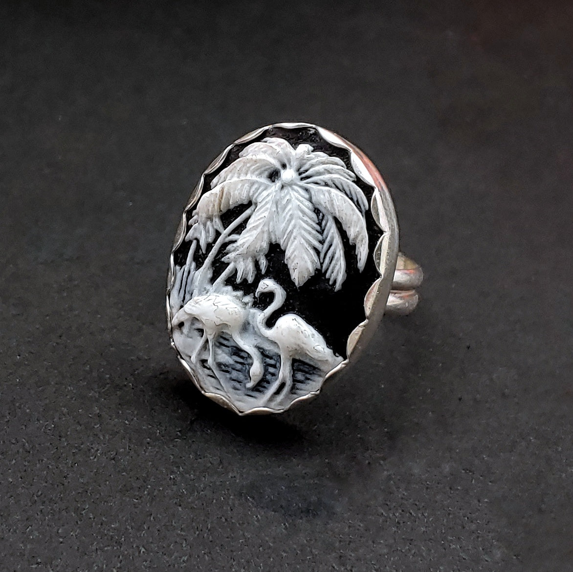 Flamingo Cameo Ring