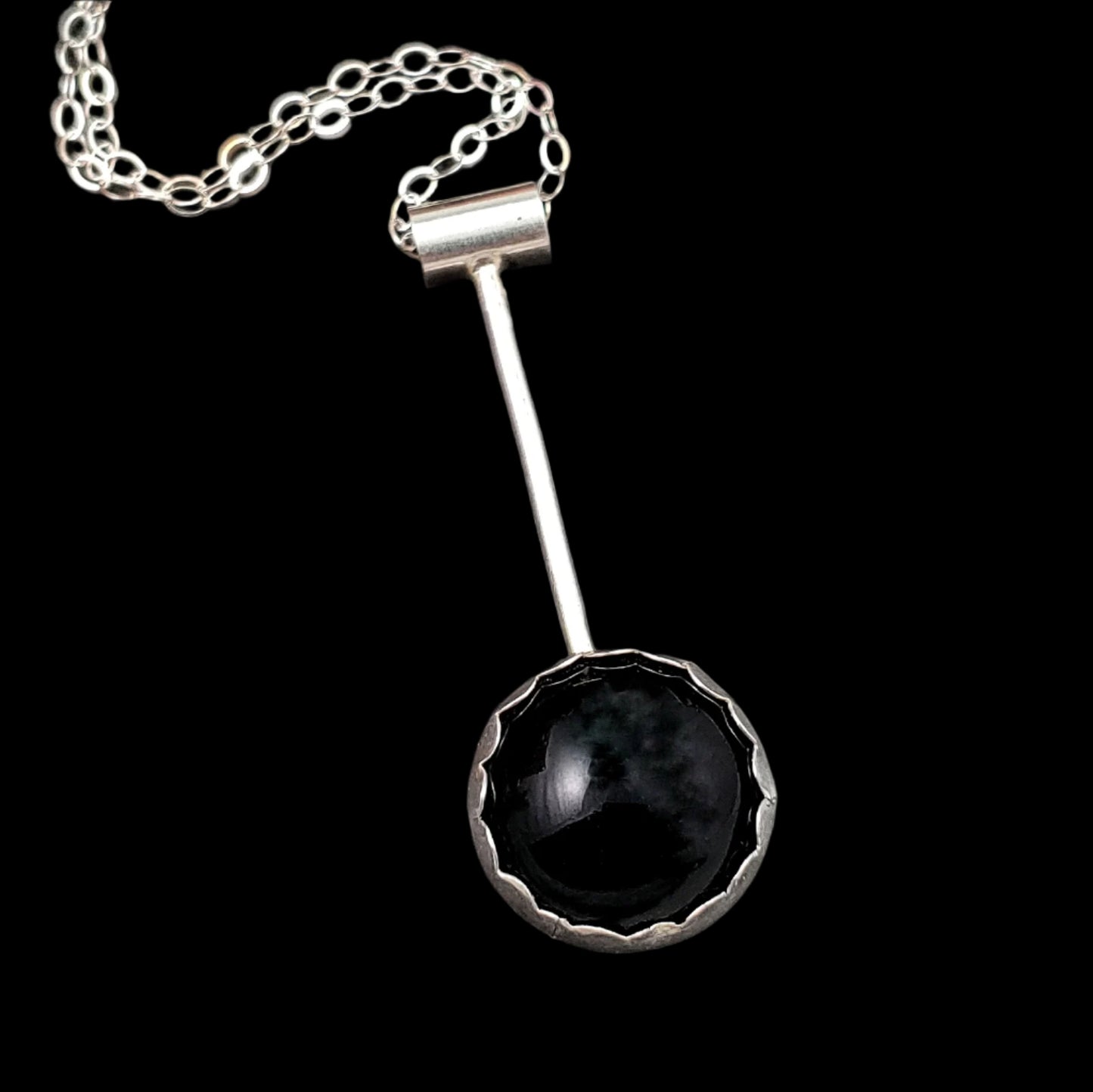 Minimalist Drop Necklace with Black Glass