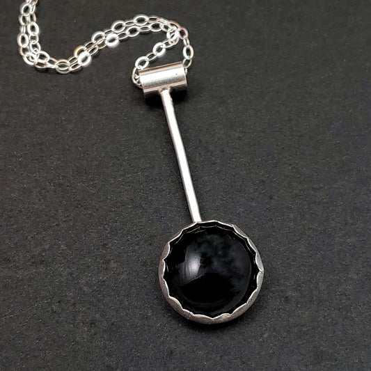 Minimalist Drop Necklace with Black Glass