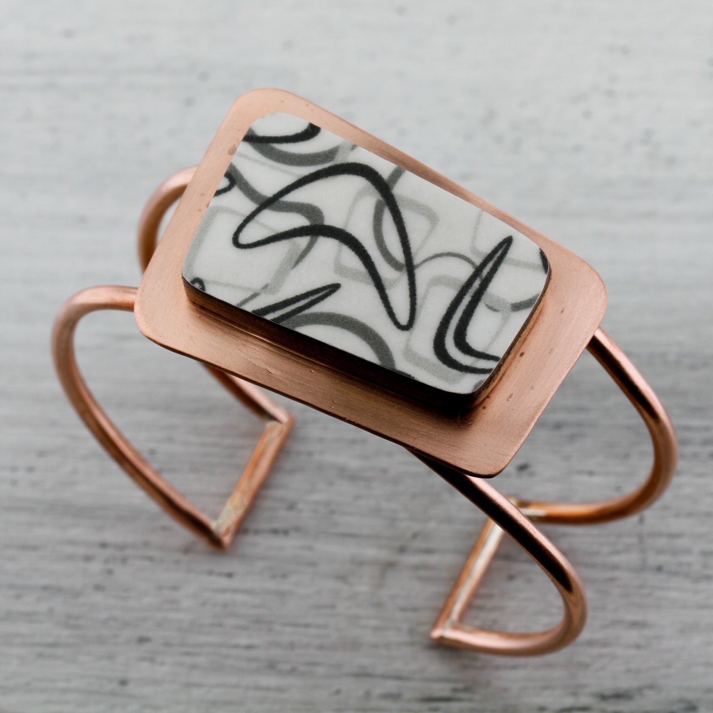 Boomerang laminate copper cuff 