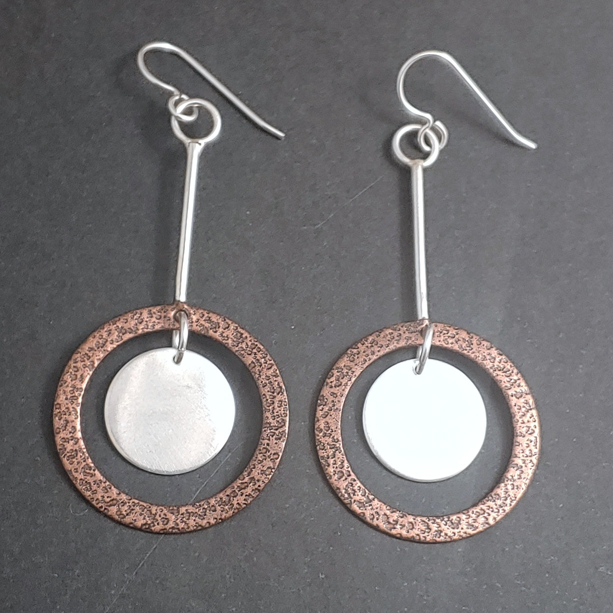 The Double Round Earrings - Copper and Silver