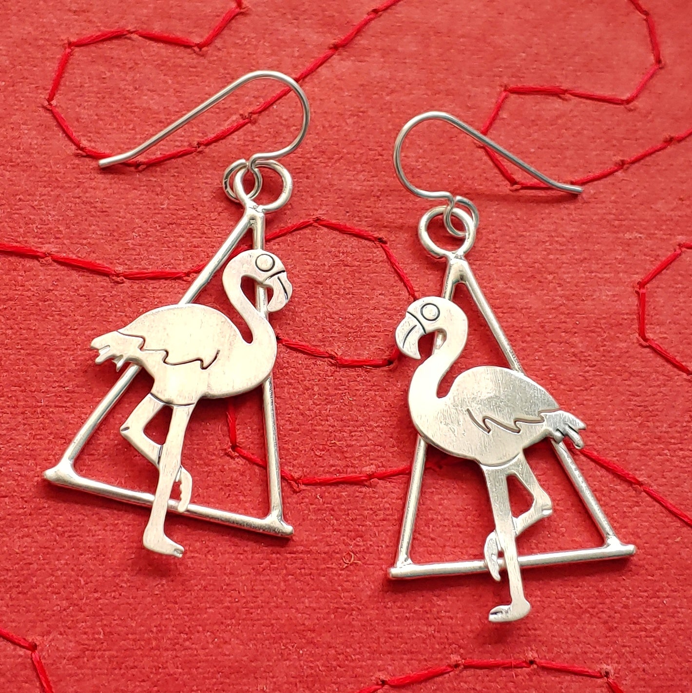 Flamingo Triangle Earrings