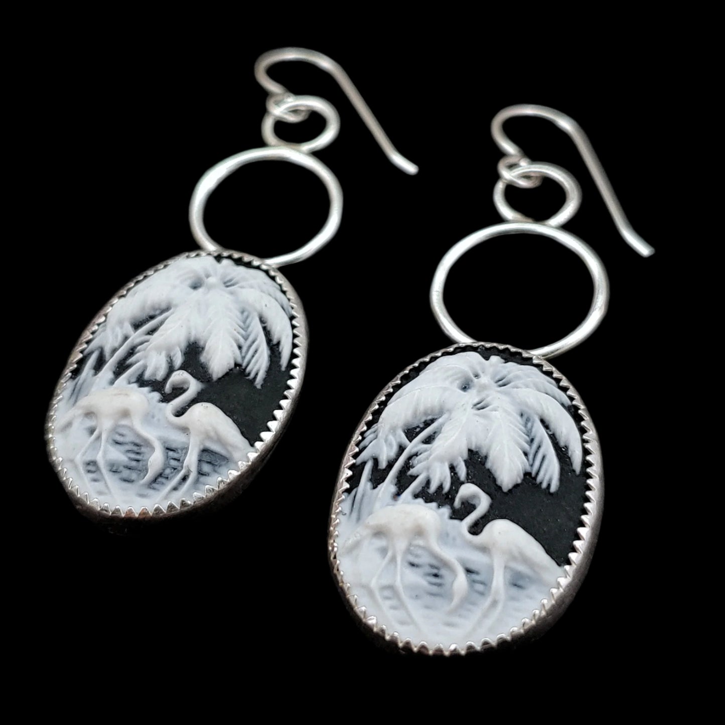 Flamingo Cameo Dangle Earrings