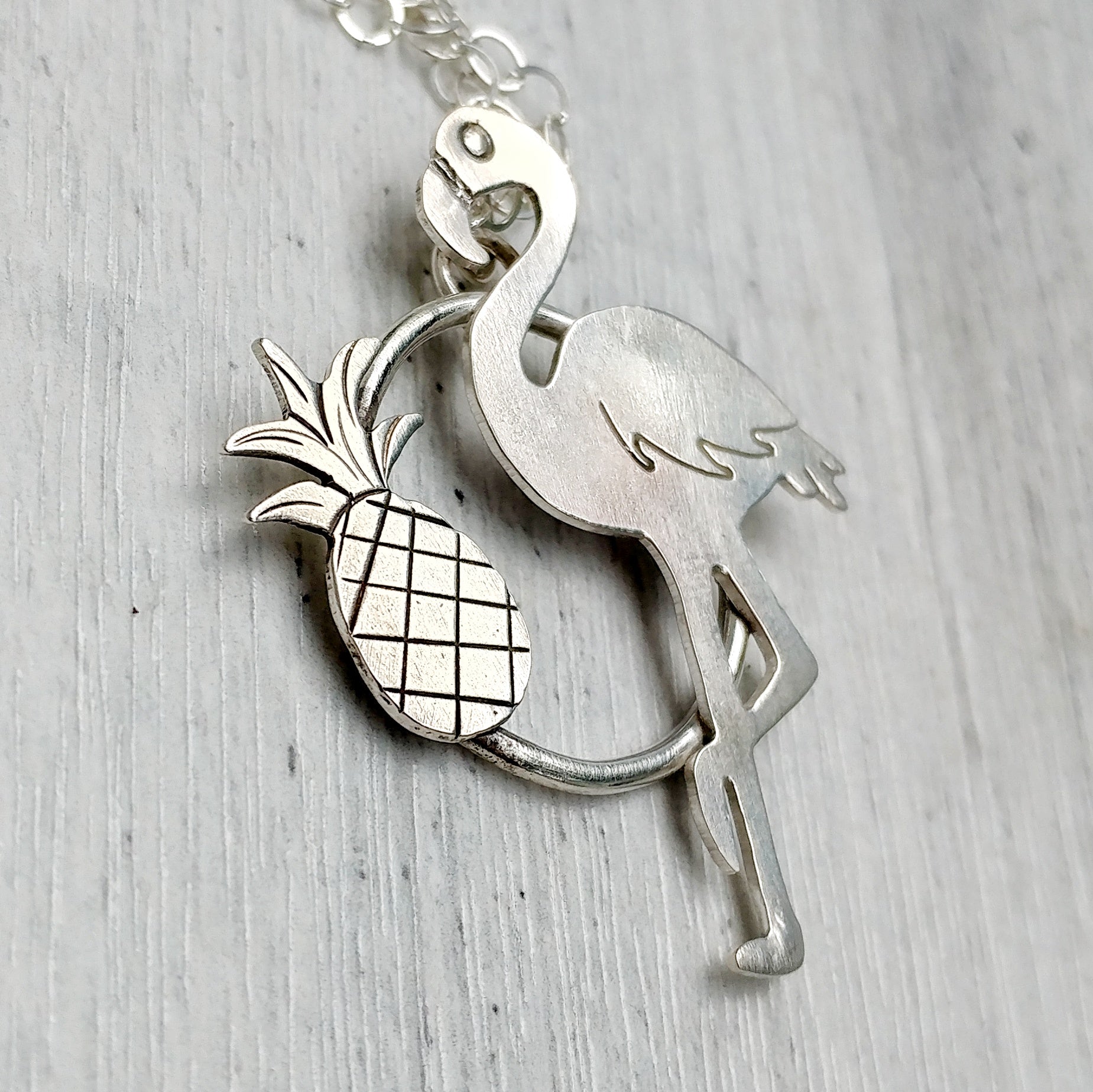 Flamingo and pineapple necklace
