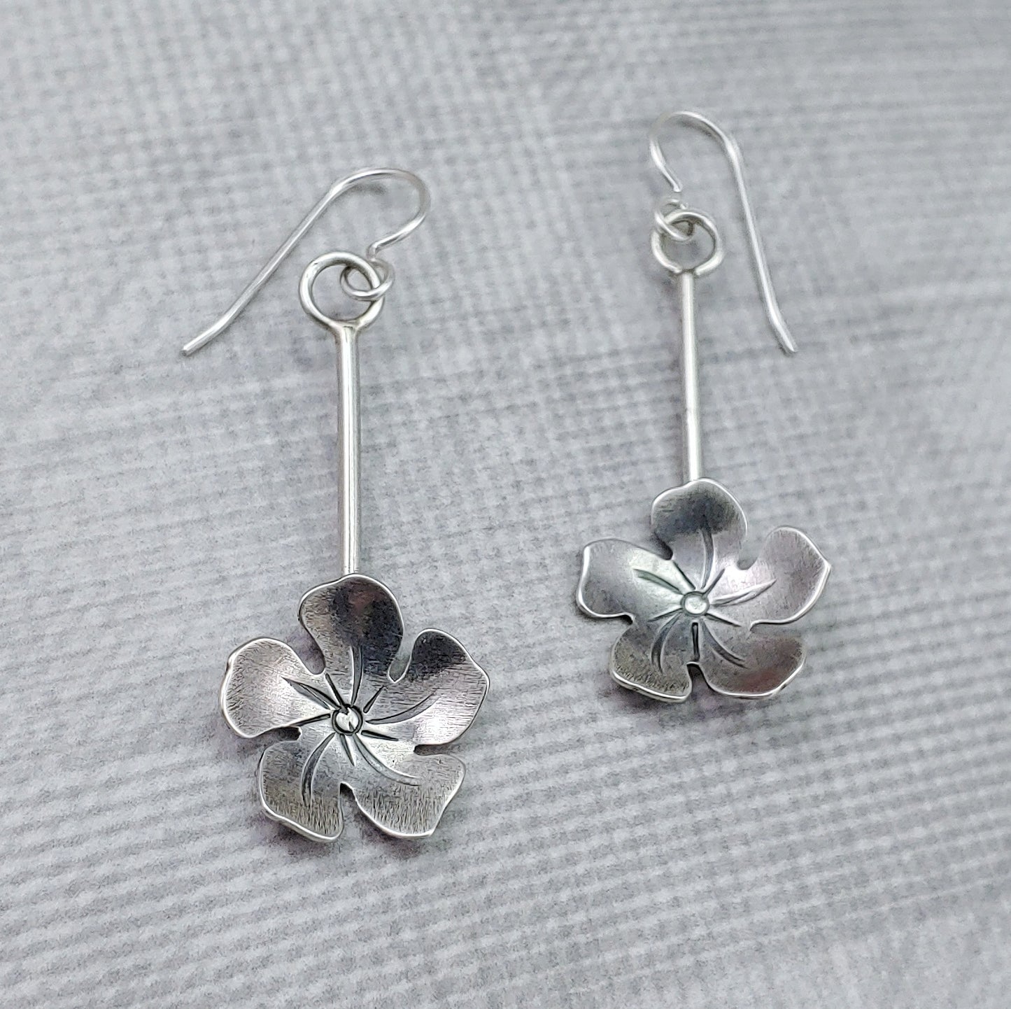 sterling silver flower dangle earrings
