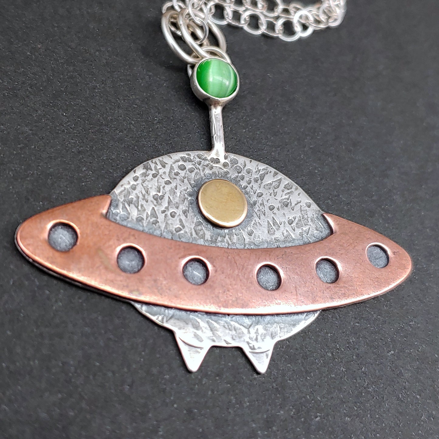 Spaceship Necklace in Mixed Metals