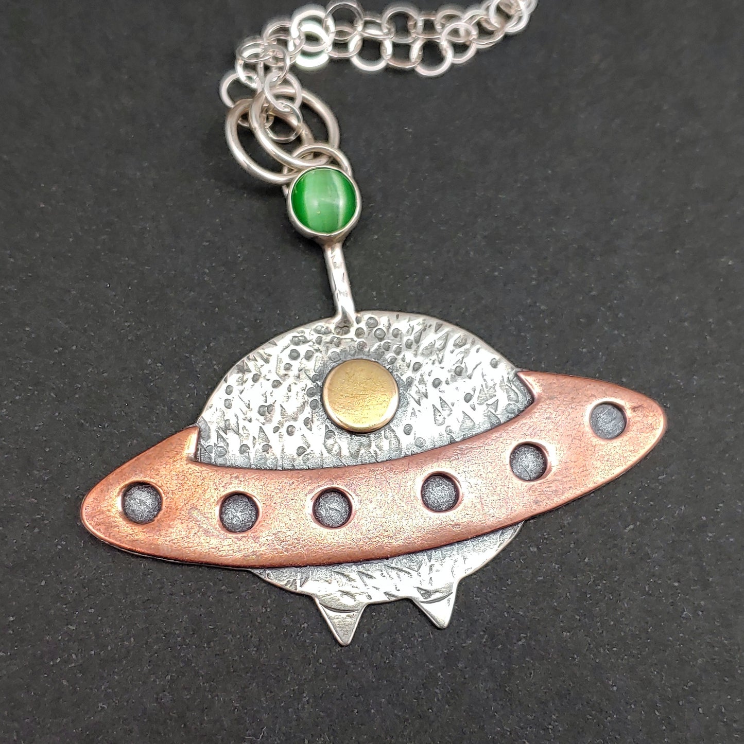 Spaceship Necklace in Mixed Metals